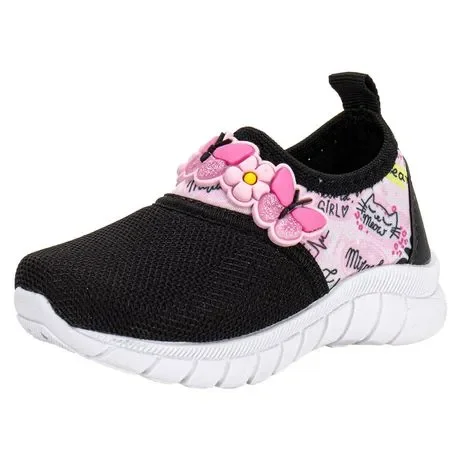 Tênis Infantil Feminino Nayarinha 396 Preto/Rosa Atacado
