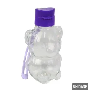 Garrafa Plástico 400ml Infantil Urso Alça Roxo Atacado