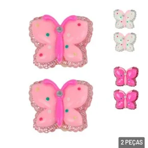 Elástico de Cabelo Plástico 2 Pçs Borboleta Color Atacado