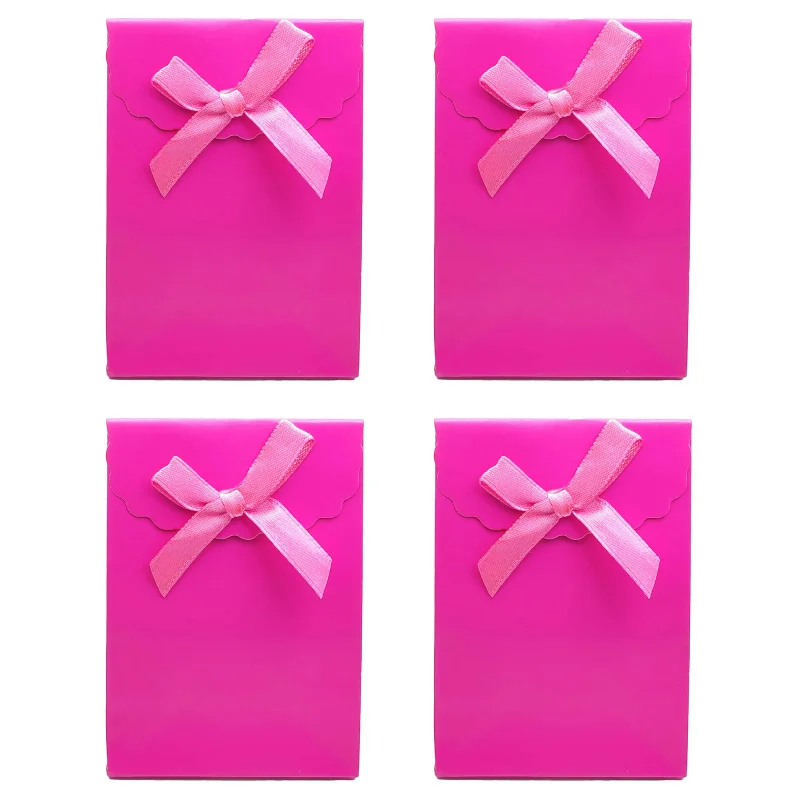 Sacola de Papel para Presente P - Com Velcro e Laço - 7,5x10,5x4 cm (12 unidades) - Pink Atacado para Revenda