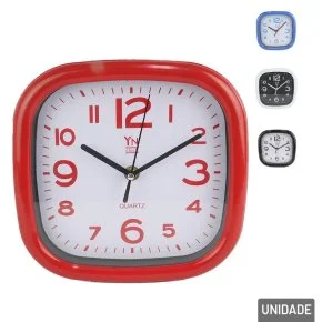 Relógio Analógico de Parede 20,3cm Quadrado Color Atacado