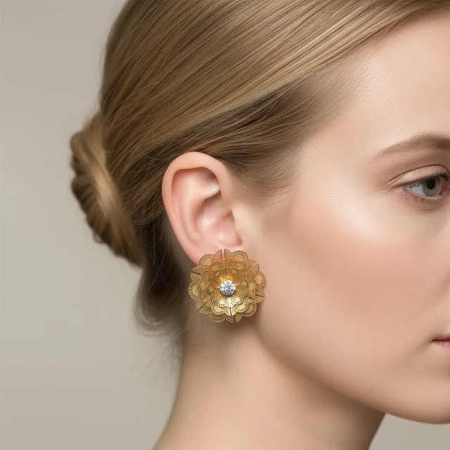 Brinco folheado flor 5