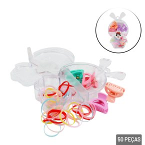Presilha e Elástico de Cabelo 50 Peças Color Atacado