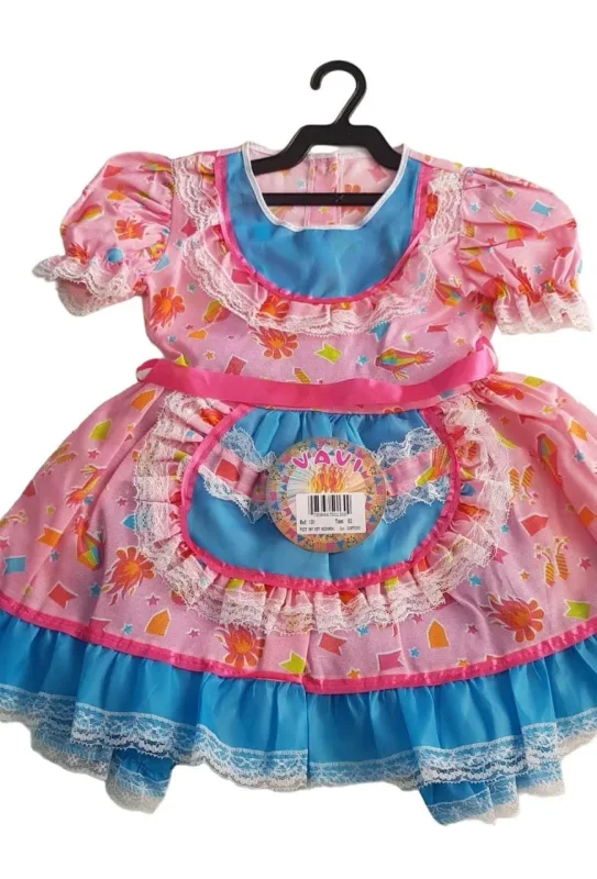 131 VESTIDO JUNINO INFANTIL TAM 16 (ESTAMPAS SORTIDAS) Atacado
