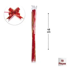 Laço para Presente 10 Pçs 3x48cm Glitter Vermelho Atacado