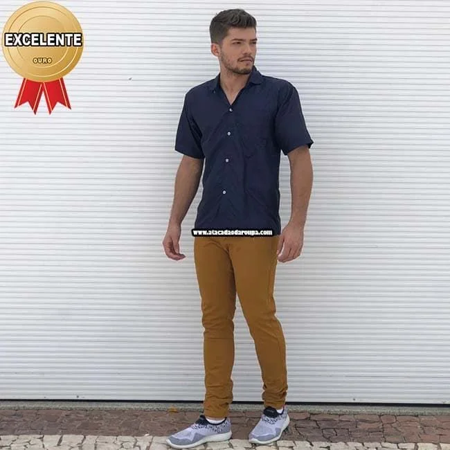 Calça Brim Masculina Colorida Tradicional Atacado