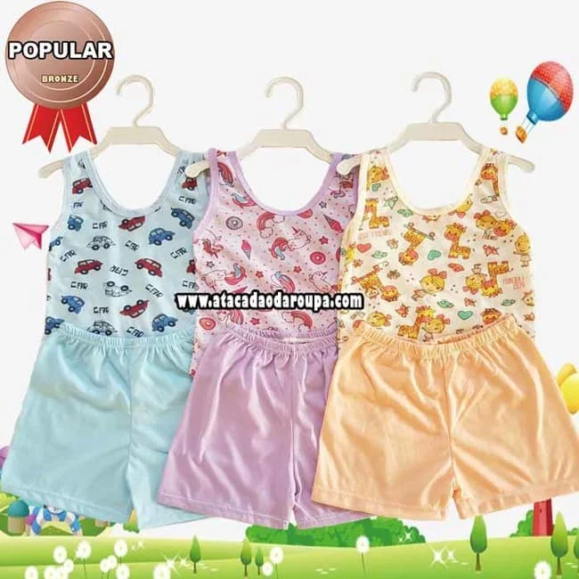 Camiseta com Shortinho 6 a 12 meses Atacado