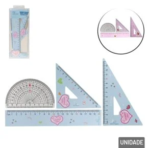 Kit Régua Geométrica de PVC 4 Peças Sortidas Atacado