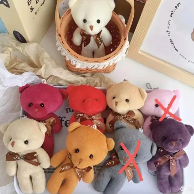 Kit C/12 Chaveiro de Urso de pelúcia com laço colorido Atacado