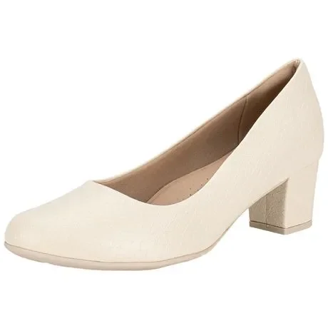 Sapato Feminino Salto Grosso Piccadilly 110072 Marfim Atacado