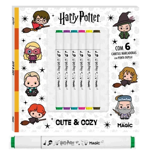 Livro De Colorir Harry Potter Com 6 Canetas 2 Pontas Atacado para Revenda
