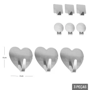 Gancho de Metal 3 Pçs 4cm Adesivo Sortidos Atacado