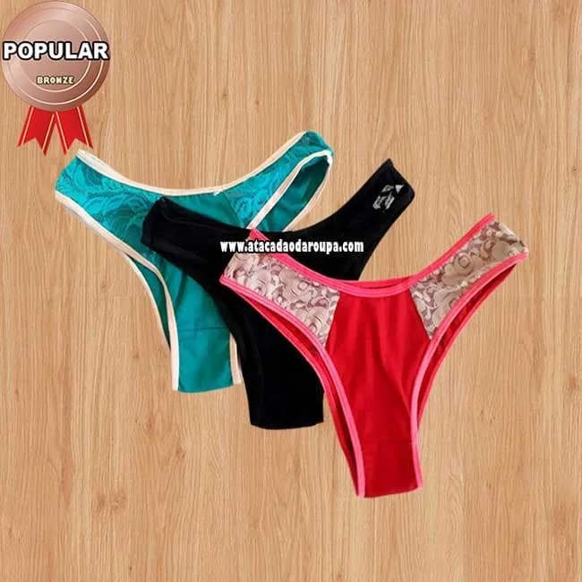 Calçinha Juvenil Cotton com Renda Atacado