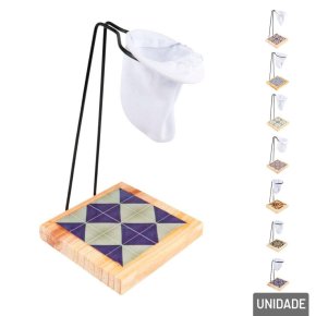 Coador de Café Tecido 18cm com Suporte Madeira Atacado