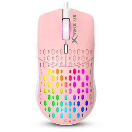 Mouse Gamer Rosa c/ Fio USB RGB 8000dpi Xtrike-ME GM-209P Atacado