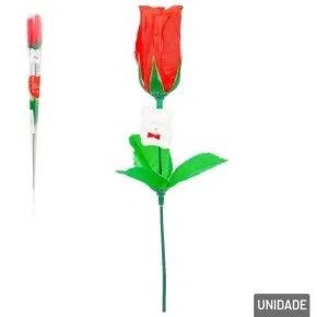 Flor Artificial de Plástico 30cm Rosa Vermelha Atacado
