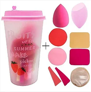 Kit 09 Esponjas Para Maquiagem e Copo QBM00508 Atacado para Revenda