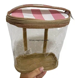 Necessaire Plástica Transparente Beach M 20 x 23cm Cor e Estampa Aleatória - Unidade N780 Atacado para Revenda