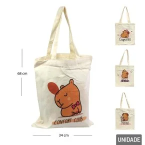 Bolsa de Algodão Multiuso 68cm Capivara Sortidas Atacado
