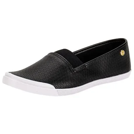 Tênis Feminino Slip On Moleca 5109791 Preto Atacado