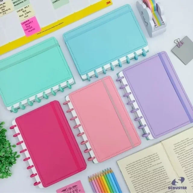 Kit C/6 Cadernos Argolados capa Lisa tamanho A4 Atacado