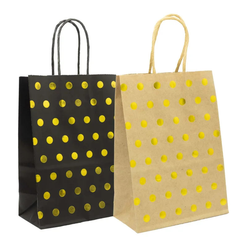 Sacola de Papel - Poá Dourado - Pacote com 10 unidades - Tamanho M - 15x21x10 cm Atacado para Revenda