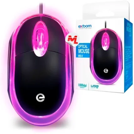 Mouse USB Óptico Com Led Exbom - MS-9 Atacado