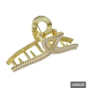 Presilha de Cabelo Metal Pedrarias Dourada Atacado