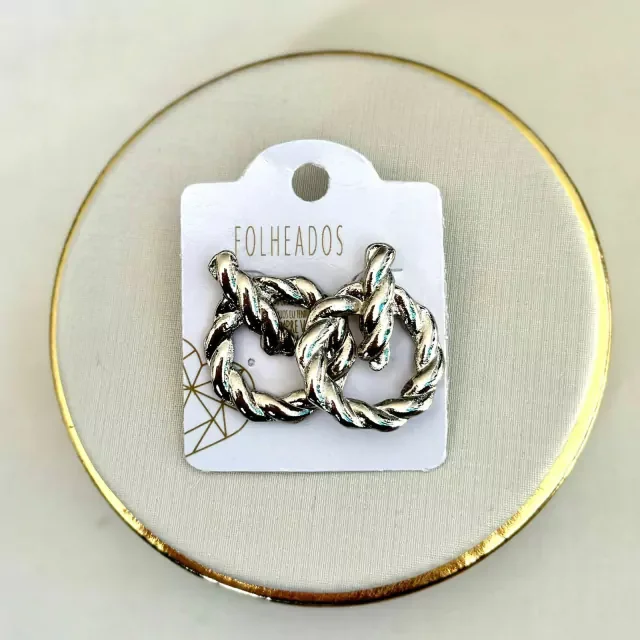 BRINCO FOLHEADO PRATA Atacado