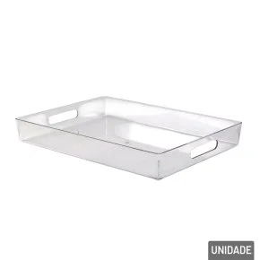 Bandeja Decorativa de Plástico 36x26cm Cristal Atacado