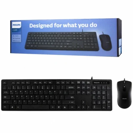 Teclado e Mouse 1000Dpi Usb 2.0 Com fio Philips - C201/SPT6201B Atacado