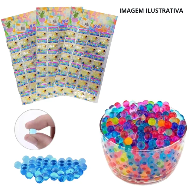 CARTELA C/ 24 SAQUINHOS 2400 BOLINHAS GEL NEON DFXL-0713 Atacado