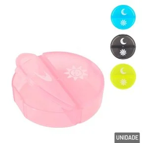 Porta Comprimido 2 Divisórias Redondo Color Atacado