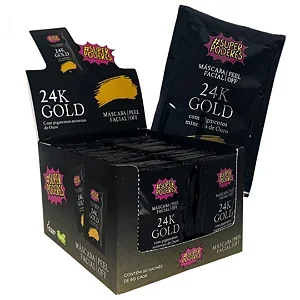 Máscara Facial Peel Off 24K Gold com Pigmentos Minerais de Ouro Sachê 8g Super Poderes MFSP37 Atacado Box 60 Unidades