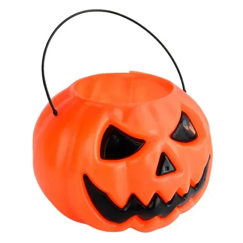 Balde De Halloween Abóbora 13cm Laranja Para Doces Decoração Atacado para Revenda