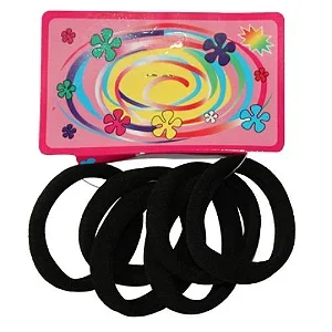 Elástico Para Cabelo Xuxinha Preto com 6 Unidades Atacado para Revenda