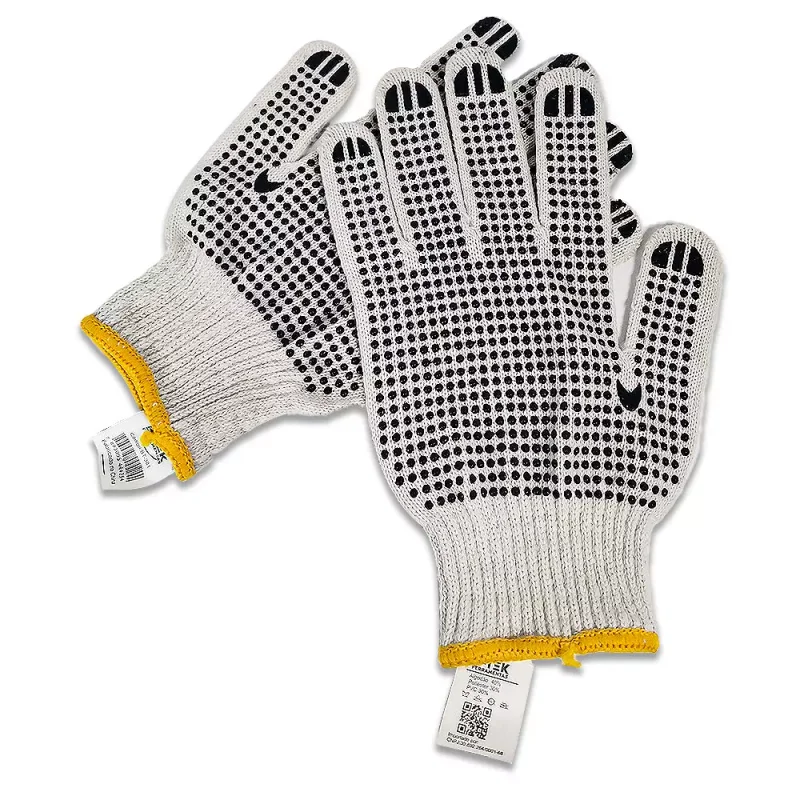 LUVA TRICOTADA DE ALGODÃO BRANCA COM AZUL BMAX BT381 Atacado para Revenda