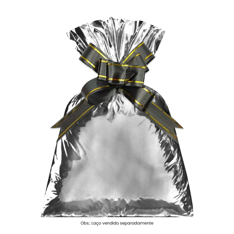 Saco para Presente - 10x14 cm - Estampa Prata Metal - Pacote com 50 Unidades Atacado para Revenda