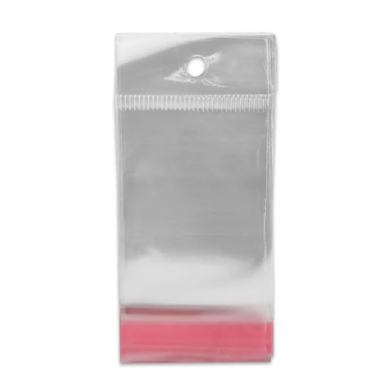 Saco Plástico Transparente com Cola e Com Furo - 4x5 cm - Pacote com 100 unidades Atacado para Revenda