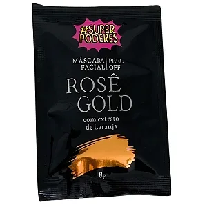 Máscara Facial Peel Off Rosê Gold com Extrato de Laranja Sachê 8g Super Poderes MFSP42 Atacado para Revenda