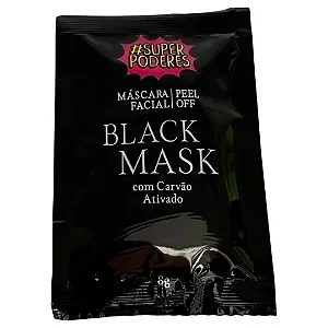 Máscara Facial Peel Off Black Mask com Carvão Ativado Sachê 8g Super Poderes MFSP38 Atacado para Revenda