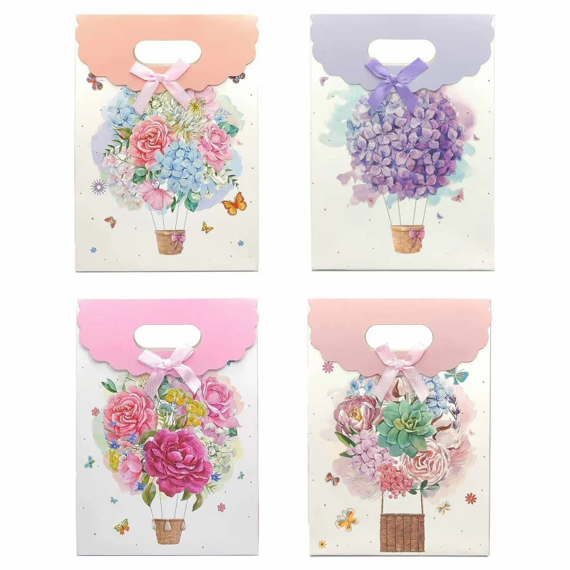 Sacola de Papel para Presente G - Com Velcro e Laço - 14,5x21x6 cm (12 unidades) - Balões Atacado para Revenda