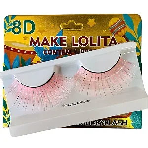 Cílios Postiços 8D Coloridos Carnaval ML1293 Rosa Claro Atacado para Revenda